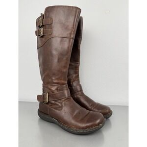 BOC Born Boots Knee High Riding Boots Womens 8M Virginia Austin Zip Buckle Plaid